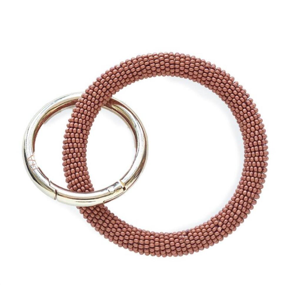 NEW INK+ALLOY women's seed bead bangle key ring in rust